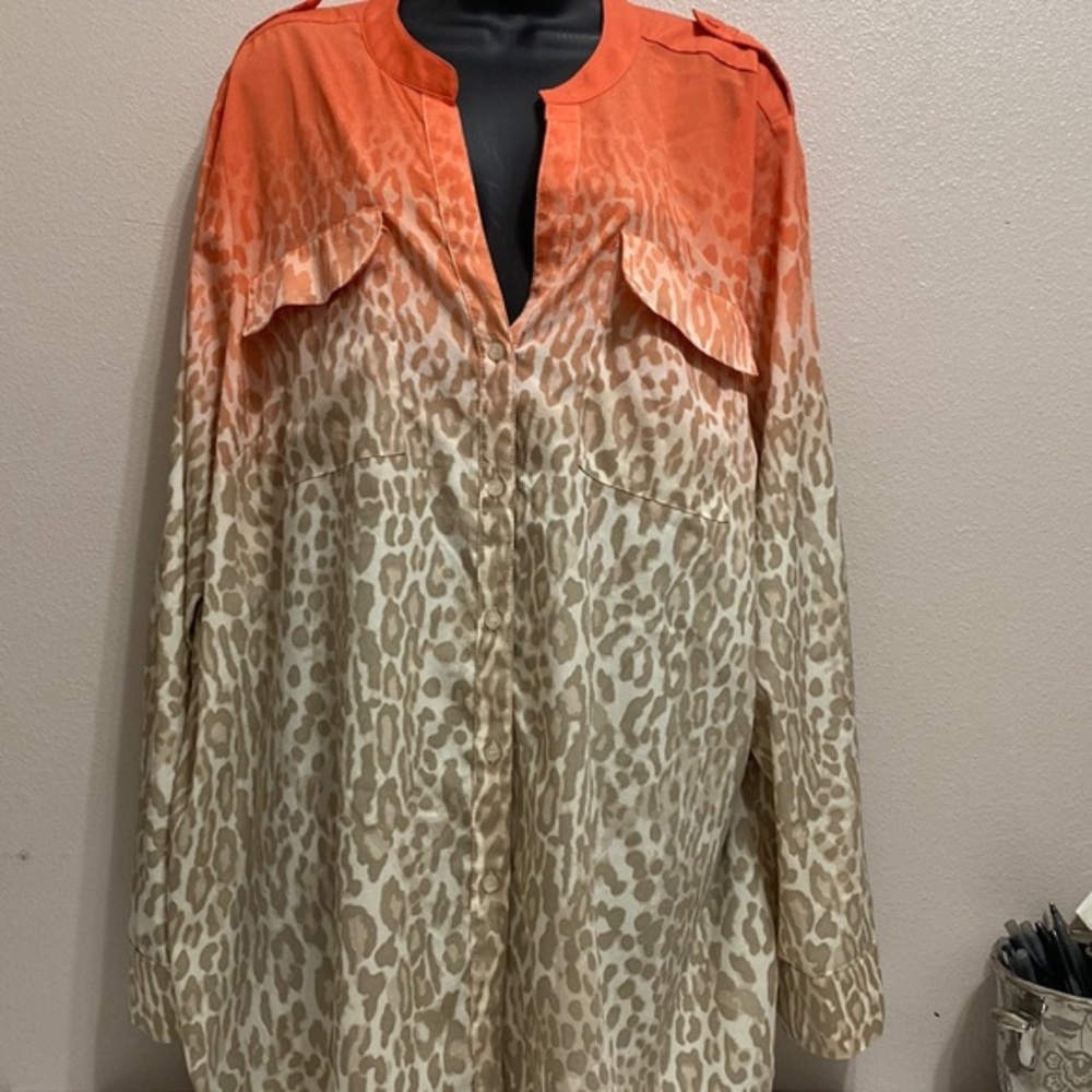 Calvin Klein plus size ombré animal print blouse